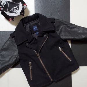 🏍️ Baby GAP Moto Faux Leather Wool Jacket 2 years